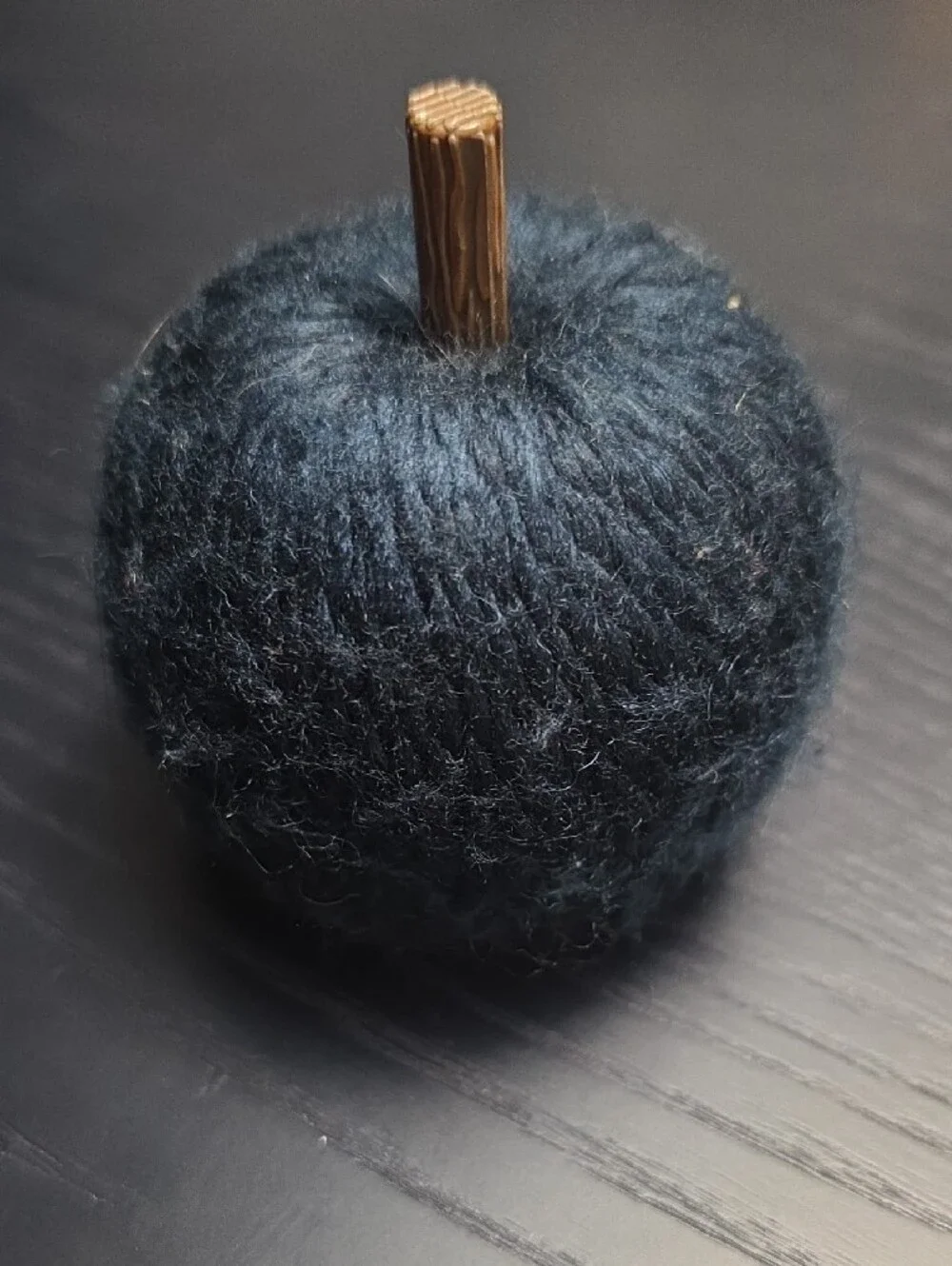 Handmade Yarn Pumpkins Trio - Black, Orange, Mustard - Home Art
